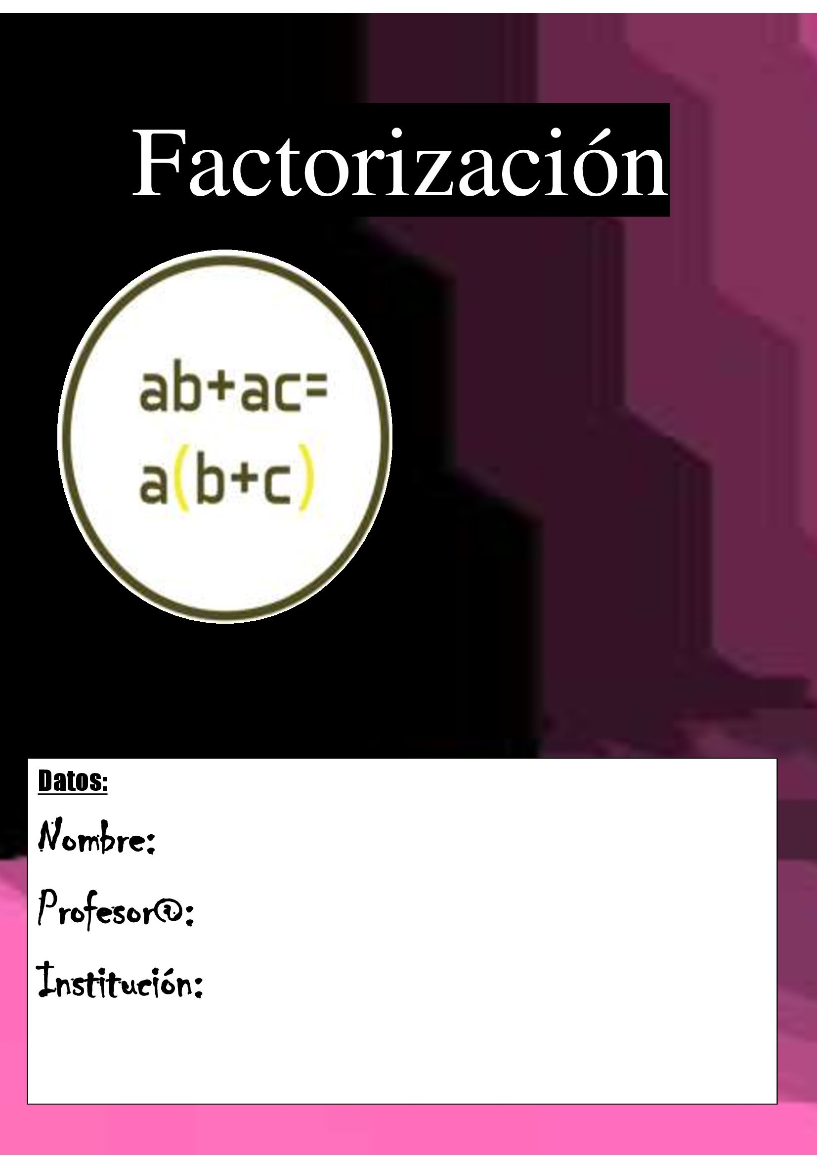 Portada factorizacion - algebra